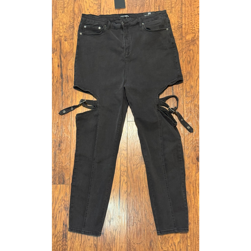 Fashion Nova Buckle Up Sis Skinny Jeans Washed Black - Women’s Size 20